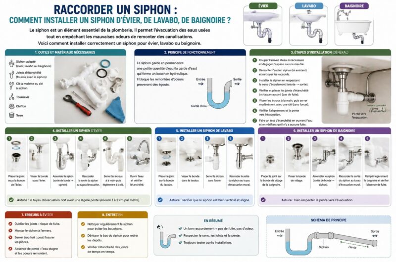 Raccorder un siphon : Comment installer un siphon d’évier, de lavabo, de baignoire ?