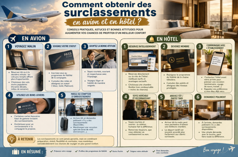 Comment obtenir des surclassements en avion et en hôtel ?