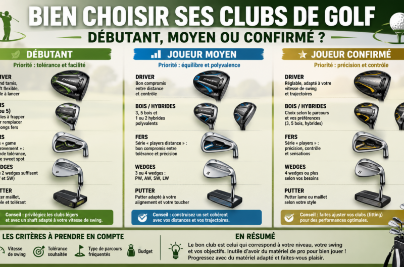 Bien choisir ses clubs de golf comme joueur débutant, moyen ou confirmé