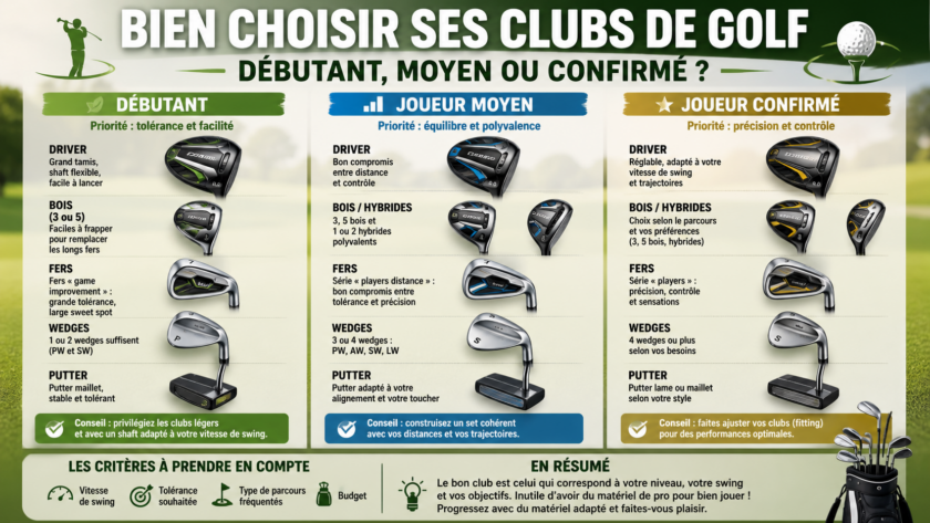 Bien choisir ses clubs de golf comme joueur débutant, moyen ou confirmé