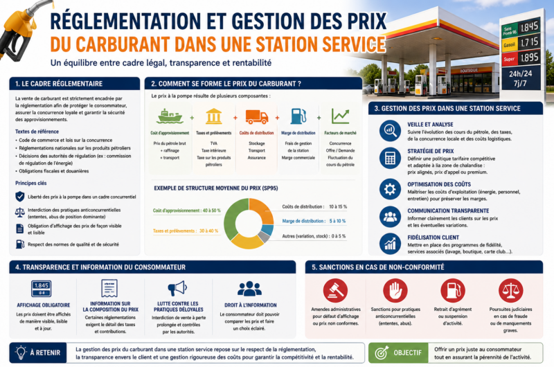 Réglementation et gestion des prix du carburant dans une station service