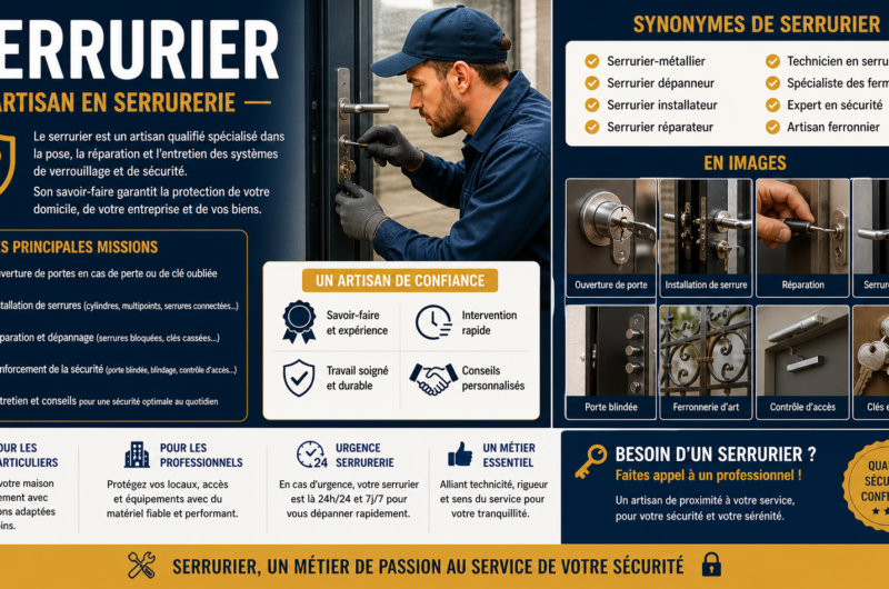 Serrurier, artisan en serrurerie, synonyme et images