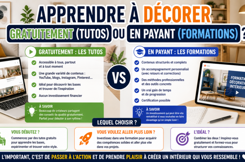 Apprendre à décorer gratuitement (tutos) ou en payant (formations) ?