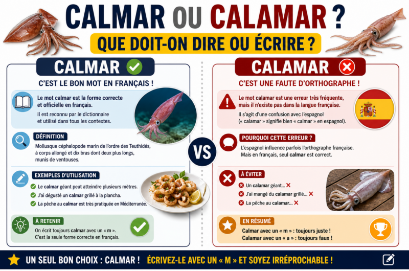 Calmar ou calamar ? Que doit-on dire ou écrire ?