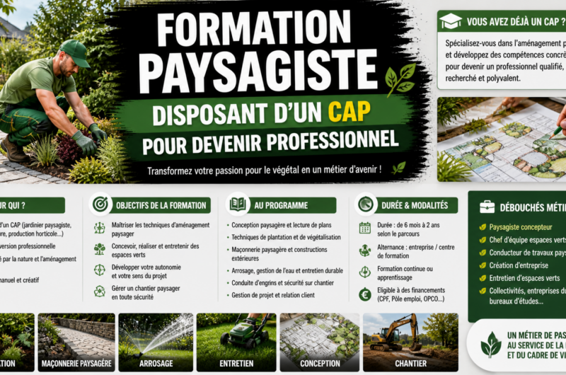 Formation paysagiste disposant d’un CAP pour devenir professionnel