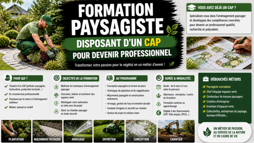 Formation paysagiste disposant d’un CAP pour devenir professionnel